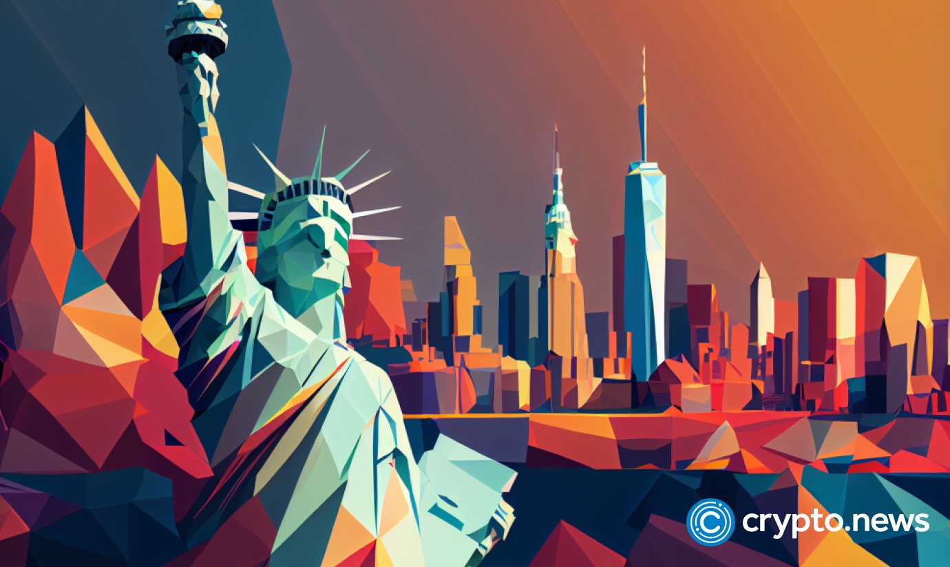 crypto news USA New York background general view bright tones low poly
