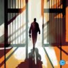 crypto news a man gets out of jail blurry figure day light sixties retro futuristic illustration