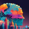 crypto news brain neural networks city background bright tones low poly style 1