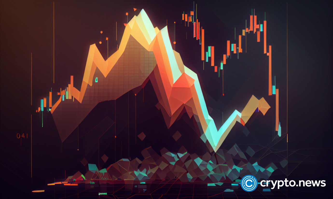 crypto news the trading chart is going down blurry background low poly style