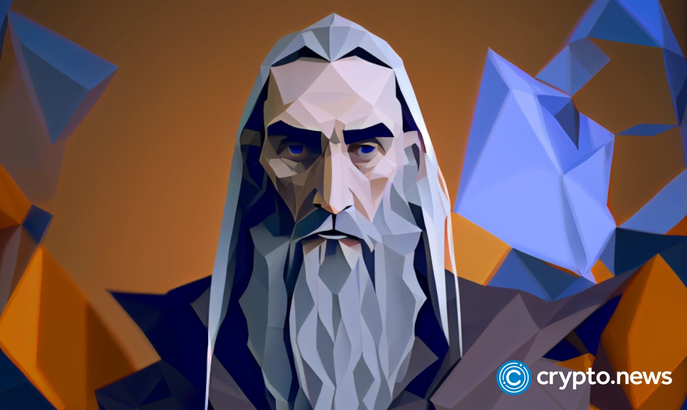 crypto news Saruman looks into orb of predictions cartoon character blurry background low poly